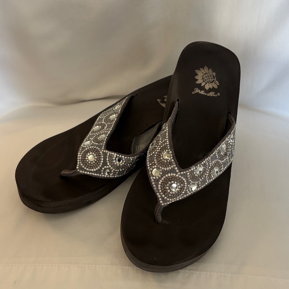 Yellow Box dark grey and Silver Embellished Sandals